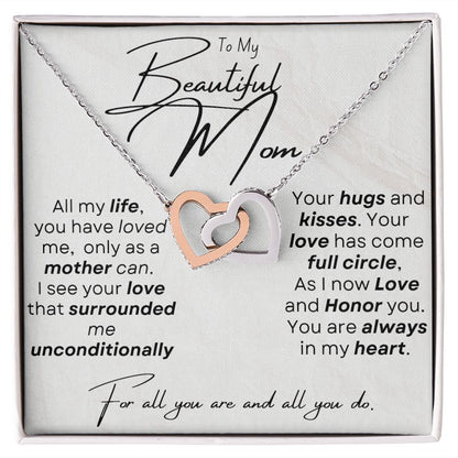 Beautiful Mom Interlocking Hearts, with Love (available in 3 optional tones)